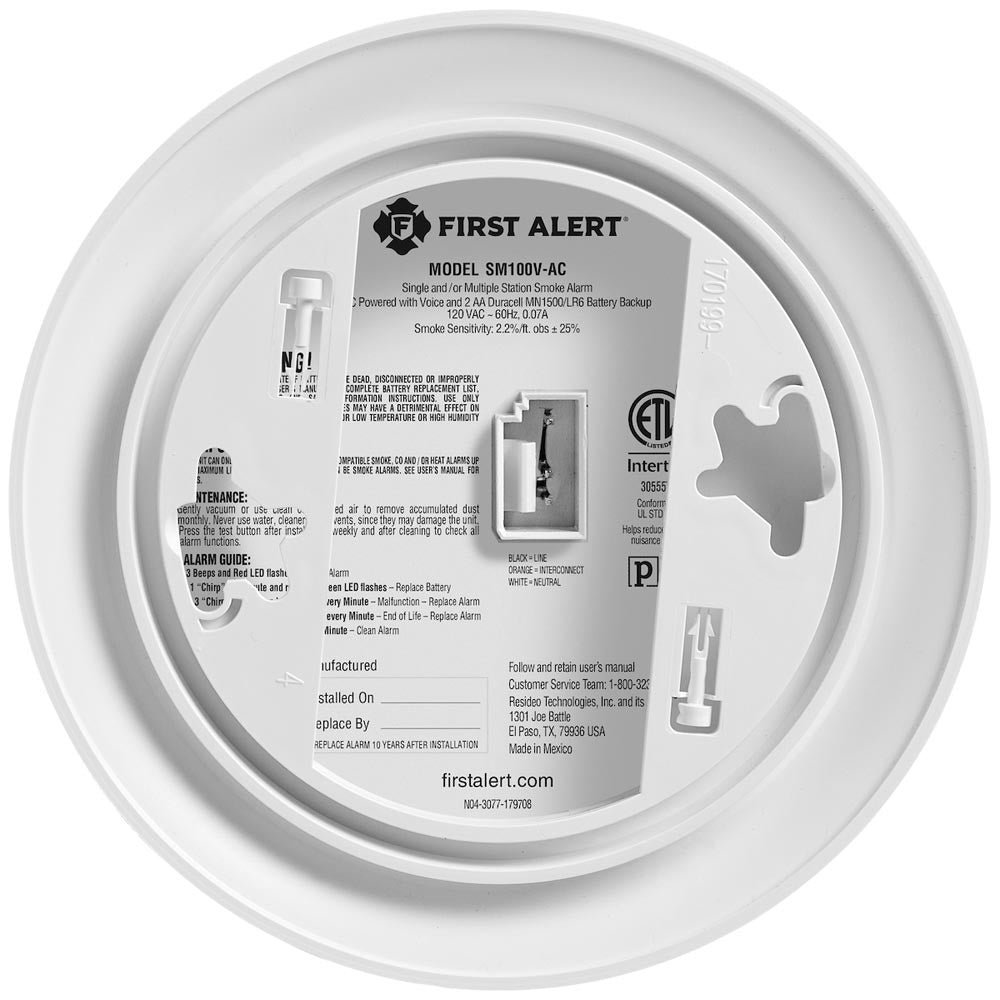 BRK SM100V-AC Hardwire Smoke Alarm w/ Battery Backup and Voice Alerts